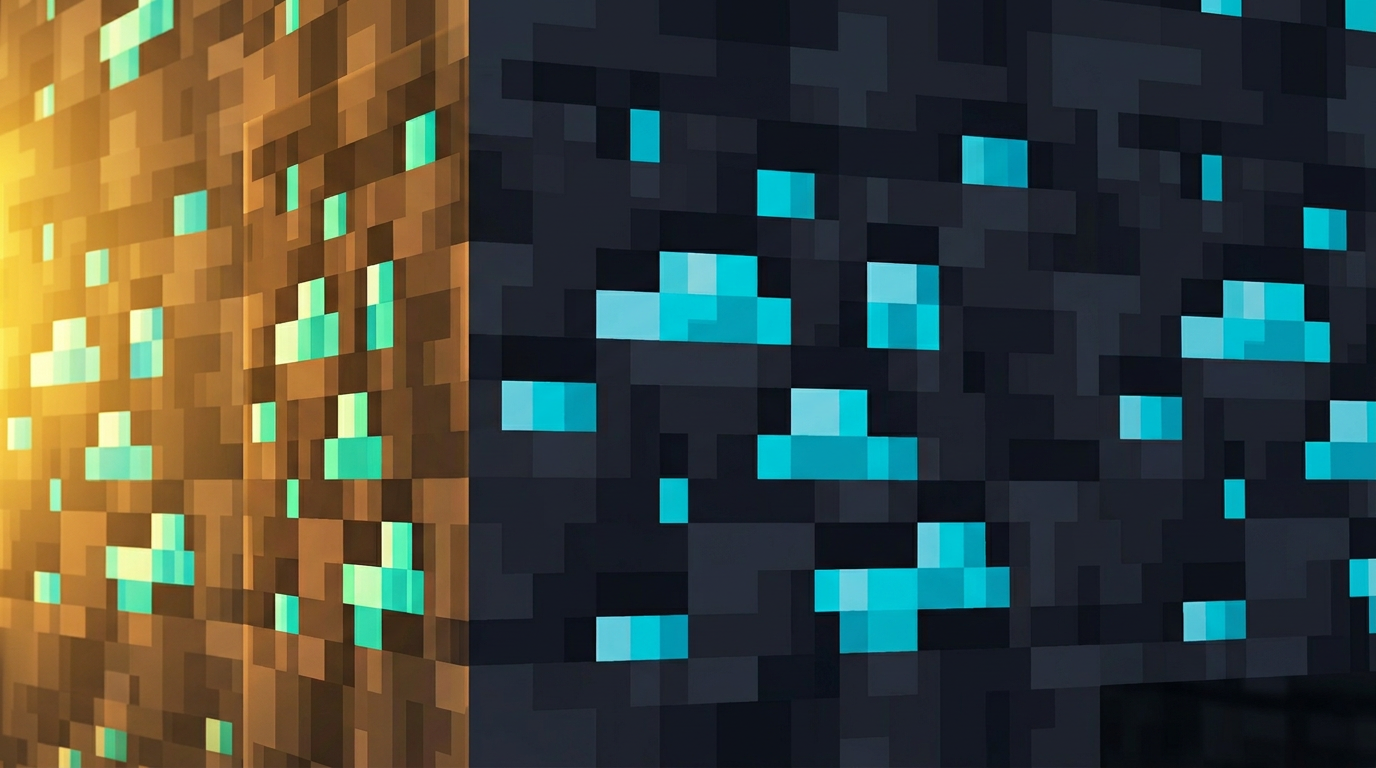 Full diamond armor and tools showcase after successful Bedrock mining session
