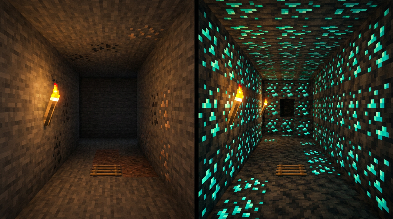 Comparison chart of diamond density Java versus Bedrock near negative Y fifty nine