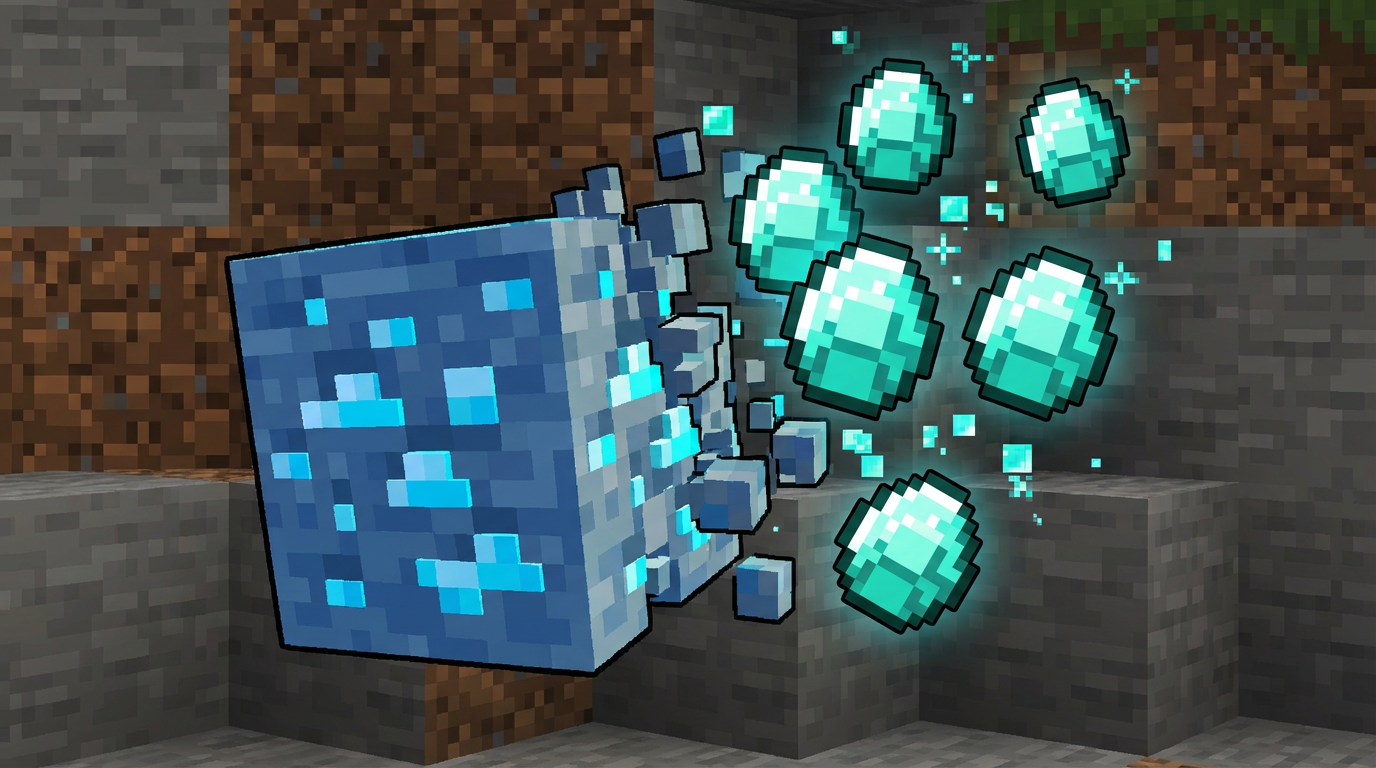 Diamond ore block popping multiple diamond items after Fortune three break